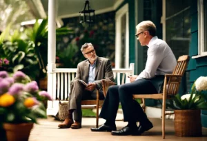 A Calgary wills and estates lawyer consulting with a client at home